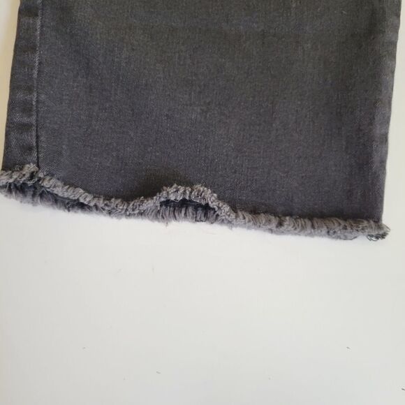 NEW 24 W boho butterfly rhinestone pearl distressed raw black stretch jeans NWT - Picture 6 of 16